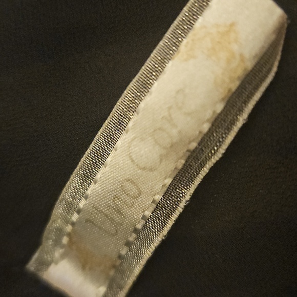 Vtg UNO CORE 1990s Black and Tan Striped Studded Chiffon Button Down Blouse - Picture 6 of 7